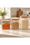 3-Piece Rectangular Bamboo Lid Glass Jar Set 650ml, 750ml and 1000ml