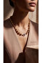 Gold Beaded Ball Necklace with Zircon Stone, Stylish Interlocking Women's Necklace - 5