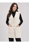 Asez Boutique Women's V-Neck Buttoned Pocketed Long Plush Knitwear Vest 9072 - 2