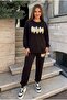 Women's Plus Size Long Sleeve Leaf Patterned Tracksuit Set 8301-27