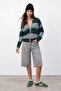 Striped knit sweater with zipper