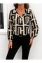 Women's long sleeve v-neck pleated front leopard print supreme blouse - 2