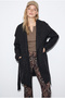 Women's Black Double-Breasted Collar Lined Belted Belted Cashmere Coat 99002 60283566 - 6