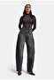 Women's Denim Color 4W6-8 Barrel Fit Side Zipper Detailed Design Denim Jeans - 5