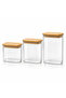 3-Piece Rectangular Bamboo Lid Glass Jar Set 650ml, 750ml and 1000ml - 2
