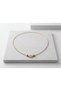 Gold Clip Chain Necklace with Emerald Green Stone, Stylish Interlocking Women's Necklace - 3