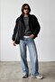 Shoulder epaulet stand collar stamp bomber jacket