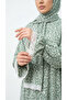 Cotton Viscose Front Half Zipper Lace Detailed Self Scarf Practical Women's Prayer Dress - 4