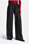 Women's Anthracite W6-45 Palazzo Fit Belted Embroidery Detailed Design Trousers - 2