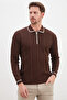 Half-Zip Striped Polo Collar Knit Sweater - 4