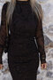 Bitter Brown Velvet Glitter Embroidered Tulle Dress - 4