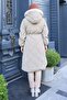 Nova Quilted Fur Hooded Coat Beige 3001 - 4
