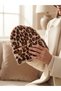 Women's Winter Leopard Patterned Plush Beanie Beige - 5