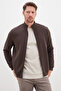 Ribbed Collar Zippered Regular Fit Jacket