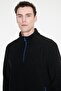 Men's Black Warm Standard Fit Regular Cut Bato Collar Double Fleto Pocket Sweatshirt Fleece - 4