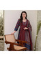 Maroon Rayon Kurta and Pant with Dupatta Set - ALV2116 | Maroon-Size:5XL-50-Inches - 3