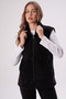 Black Stand Collar Plush Vest - 3