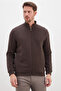 Ribbed Collar Zippered Regular Fit Jacket - 6