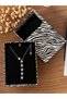 Women's Silver Steel Star Necklace with Stone and Dangling Star Detail, Elegant Necklace Premium - 2