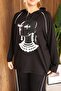 Plus Size Stone Printed Hooded Set - 7