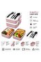 2-Tier Adjustable Rectangular Lunch Box - Food Storage Box with Fork Spoon Serving