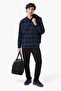 Men's Relaxed Fit Button-Down Linen Shirt Comfortable Cut Cotton Checkered Men's Shirt Navy Blue - 3
