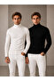 Men's Set of 2 Premium Cotton Turtleneck Camisole Ribbed Slimfit High-Neck Sweater