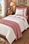 Rosalin Rose Embroidered and Ruffled 100% Cotton 5 Piece Single Duvet Cover Set