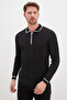Half-Zip Striped Polo Collar Knit Sweater - 6