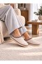 Women's Beige Thick Sole Fur Lined House Slippers Home Shoes - 2