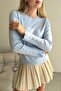 Soft Textured Knitwear Sweater with Button Detail on the Sleeves - 5