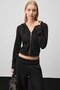 Aven women's hooded and v-neck regular black top and bottom set - 2