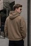 Men's Winter 3-Strand Fleece Hooded Oversize Sweatshirt with Kangaroo Pocket - Brown - 3
