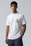 Men's Oversized T-Shirt Soft Bloom Printed White – Crew Neck, Couple, Comfortable Fit, 100% Cotton - 3