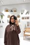 Ethnic Hooded Double Set with Scarf Accessories - Brown - 6