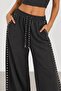 Anthracite Staple Detailed Wide Leg Elastic Waist Women's Sweatpants - 2