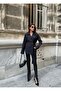 Women's Black Belted Padded Shirt - 5