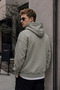 Men's Winter 3-Strand Fleece Hooded Oversize Sweatshirt with Kangaroo Pocket - Light Smoke - 3