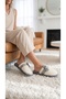 Women's Gray Leather Bow Detailed Plush House Slippers 3 cm Byndtmtf01 - 3