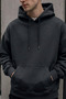 Men's Winter 3-Strand Fleece Hooded Oversize Sweatshirt with Kangaroo Pocket - Black - 5