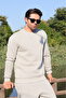 Men's 3 Thread Threaded Crew Neck Winter Basic Sweatshirt with Fleece Inside