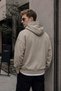 Men's Winter 3-Strand Fleece Hooded Oversize Sweatshirt with Kangaroo Pocket - Stone - 4