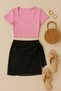 Women's Pink Half Sleeve Crop Top and Black Pareo 2-Piece Set – and Stylish Design - 3