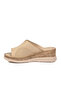 Beige Genuine Leather Soft Thick Comfortable Sole Wedge Sole Women's Slippers 9207