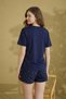 Silky Textured Short Sleeve Shorts Pajama Set - 2