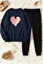 Unisex Kalp Printed Crew Neck Sweatshirt - 2-Piece Tracksuit Set