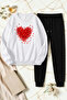 Unisex Tiny Hearts Printed Crew Neck Sweatshirt - 2-Piece Tracksuit Set