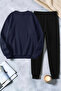 Unisex Heart Ribbon Printed Crew Neck Sweatshirt - 2-Piece Tracksuit Set - 2