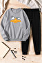 Unisex Duffy Printed Crew Neck Sweatshirt - 2-Piece Tracksuit Set