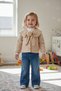 Girl's Rose Detailed Buttoned Cardigan Shirt and Trousers Set